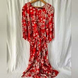 Women's Topshop Red Floral Print Maxi Dress Size 10